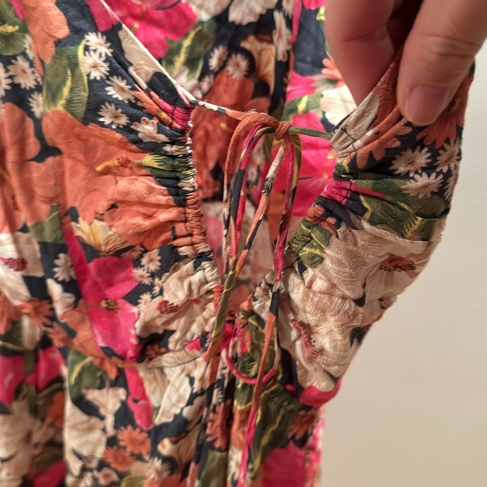 Farm Rio Tropical Hibiscus Floral Spaghetti Strap Mini Dress - Picture 4 of 7